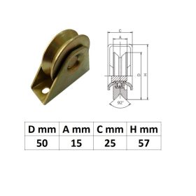 TTKG50Y, Talpas tolókapu görgő Y profil, 50 mm