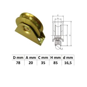 TTKG80U, Talpas tolókapu görgő U profil, 80 mm