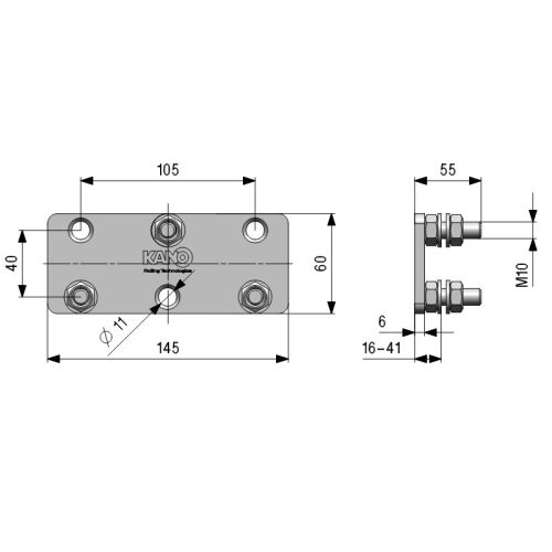 Tartó konzol a 4 görgős felső vezetőhöz