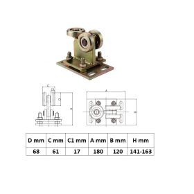   UKG3K80x80Á, Állítható úszókapu görgő 3 kerékkel 80x80-as sínhez