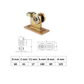  UKG3K80x80N, Normál úszókapu görgő 3 kerékkel 80x80-as sínhez