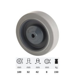   WPPF 1002 5100, prémium PERFORMA tömörgumi futófelület, 100 mm  átmérő, 150 kg teherbírás, golyós csapágyazás