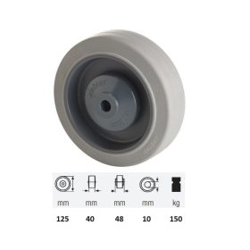   WPPF 1252 5100, prémium PERFORMA tömörgumi futófelület, 125 mm átmérő, 180 kg teherbírás, golyós csapágyazás