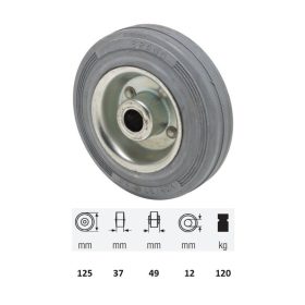   WPSG 1252 2000, szürke (nyommentes) gumi futófelület, 125 mm átmérő, 120 kg teherbírás, tűgörgős csapágyazás